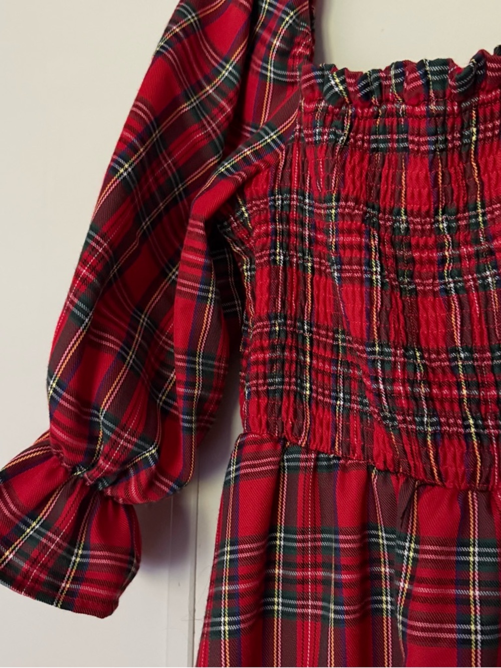 Red Plaid Smocked Dress